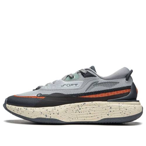 リーニン ウォーム フリース 薄墨色 薄墨色 橙 オレンジ色 \u0027GREY ORANGE\u0027 スニーカー メンズ LI-NING SOFT WARM FLEECE SNEAKERS AGLT121-2 / GREY ORANGE