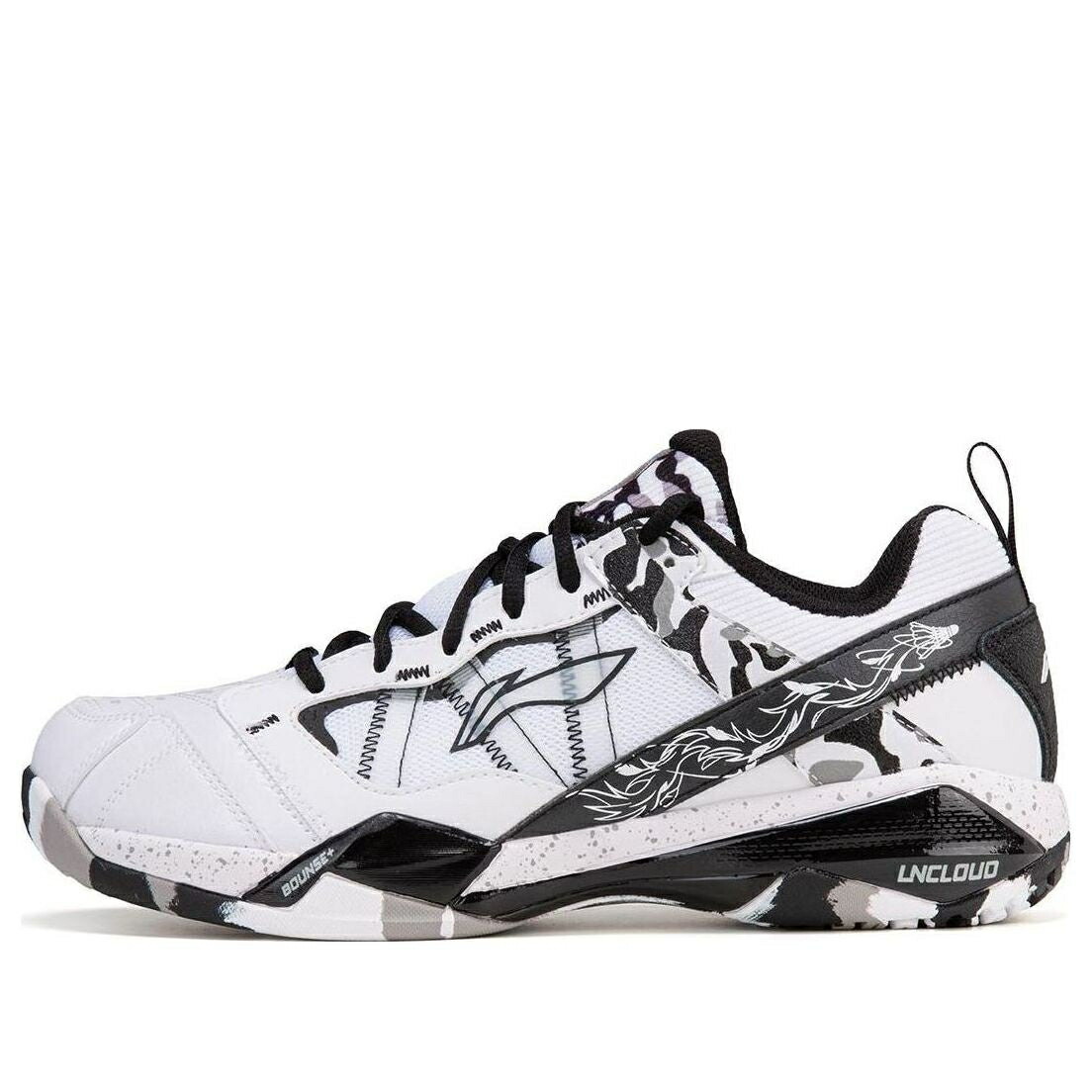 リーニン エース 白色 ホワイト 黒色 ブラック 'STANDARD CAMO' スニーカー メンズ LI-NING INVINCIBLE ACE WHITE BLACK AYAR015-3 / WHITE BLACK