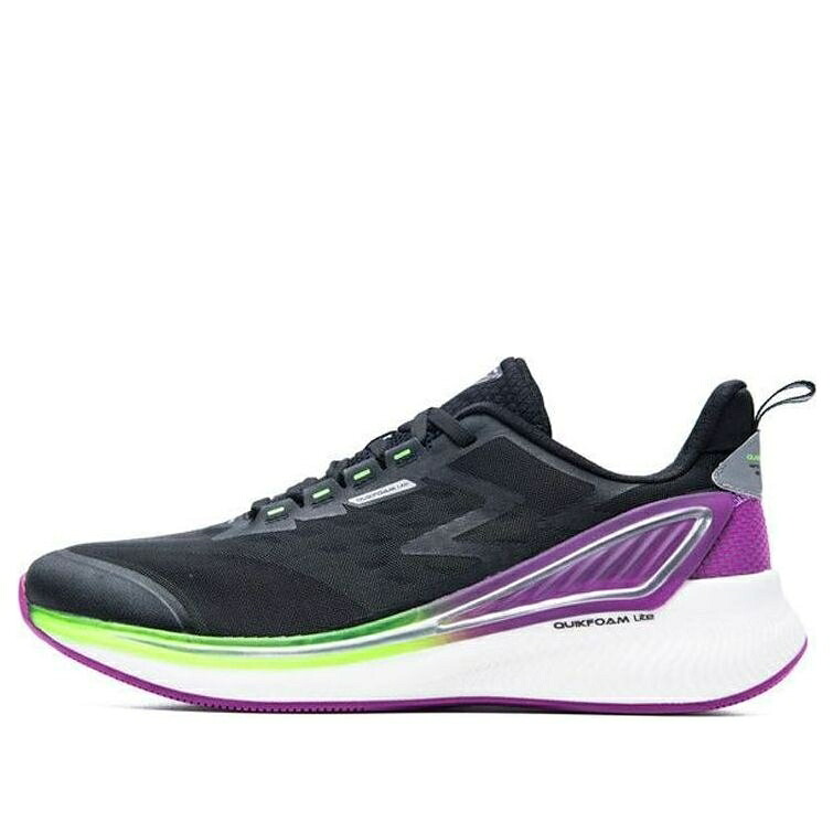 ライト スニーカー 運動靴 黒色 ブラック 紫 パープル 緑 グリーン QU!K 'BLACK PURPLE' スニーカー メンズ 361 DEGREES 361 DEGREES LITE LIGHTWEIGHT BREATHABLE RUNNING SHOES 572032218-7 / BLACK PURPLE GREEN