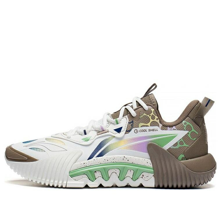 リーニン 白色 ホワイト 茶色 ブラウン 緑 グリーン 2.5 'SHANGHAI' スニーカー メンズ LI-NING BADFIVE LOW ABFS019-1 / WHITE BROWN GREEN