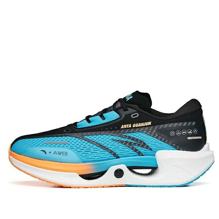 ぼうぜん自失 橙 オレンジ色 青味 青み 黒いこと 黒いこと \u0027BLUE BLACK\u0027 スニーカー メンズ ANTA SHOCK THE WAVES ORANGE 112255599A-5 / BLUE ORANGE BLACK