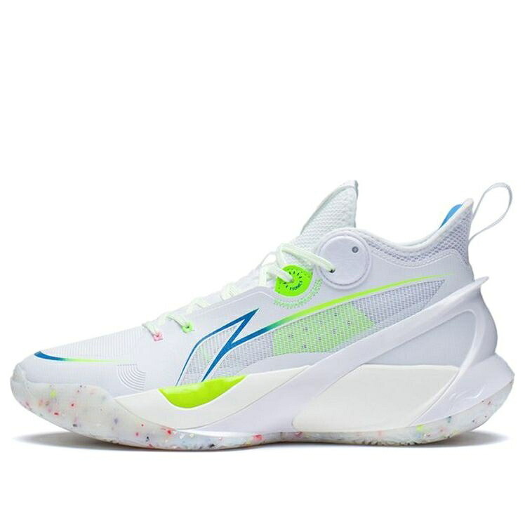 リーニン ミッド 判定基準 白いこと 白いこと 緑 緑であること 青味 青み \u0027STANDARD WHITE\u0027 スニーカー メンズ LI-NING SONIC 10 MID ABAS069-3 / STANDARD WHITE NEON GREEN BLUE