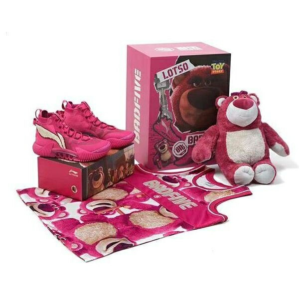 リーニン スペシャル ピンク 白色 ホワイト LOTSO BOX スニーカー メンズ LI-NING X TOY STORY BADFIVE 2 STRAWBERRY BEAR SPECIAL ABFR015-1 / PINK WHITE