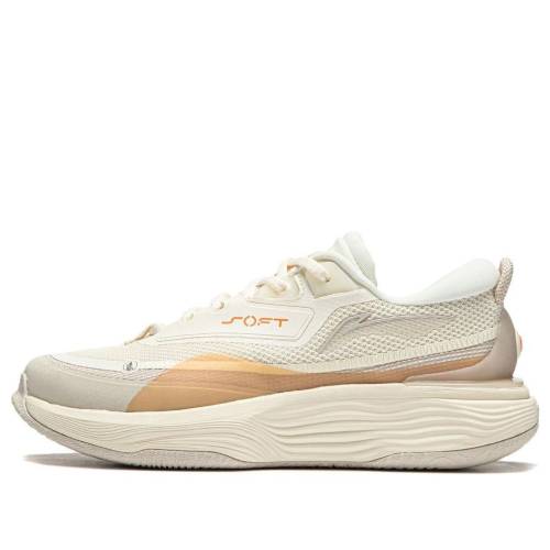 リーニン ウォーム 白いこと 白いこと ベージュ 橙 オレンジ色 \u0027WHITE BEIGE\u0027 スニーカー レディース LI-NING (WMNS) SOFT WARM AGLT122-3 / WHITE BEIGE ORANGE