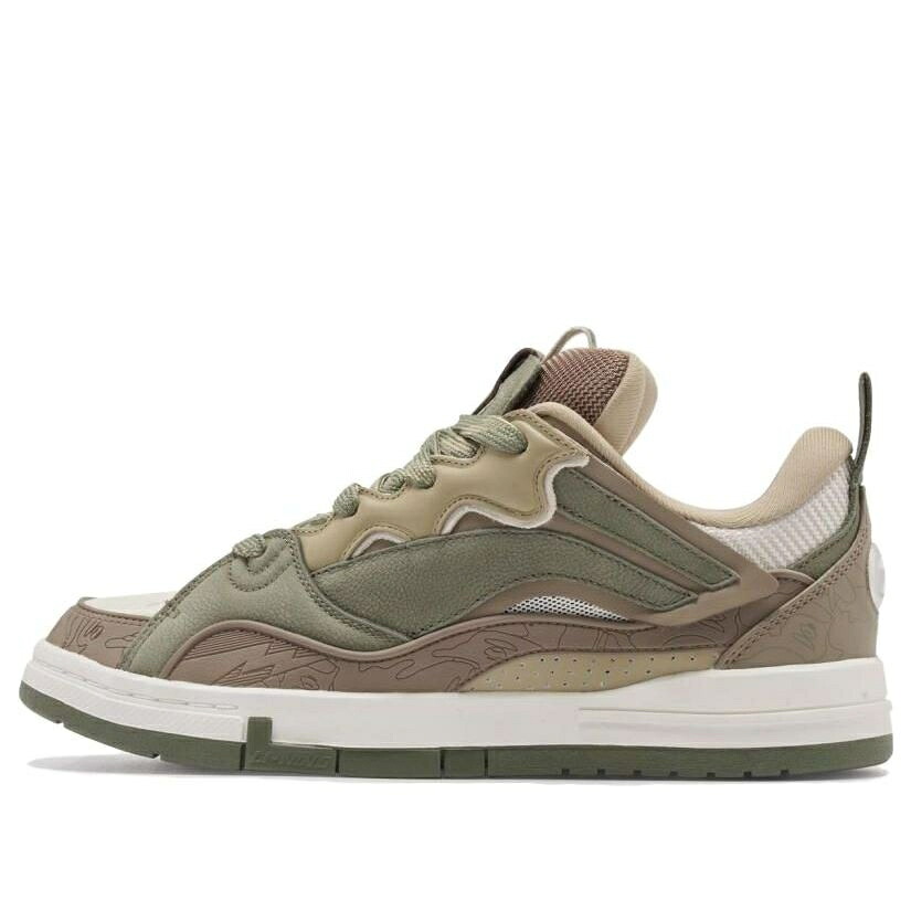 リーニン 緑 グリーン 茶色 ブラウン 'GREEN BROWN' スニーカー メンズ LI-NING SUPERWAVE GOLDEN X AAPE 10TH ANNIVERSARY AECS087-7 / GREEN BROWN