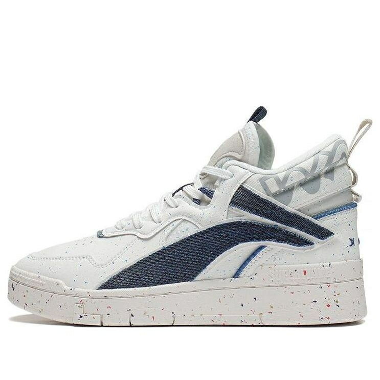 リーニン ミッド 白色 ホワイト 紺色 ネイビー 'WHITE NAVY' スニーカー レディース LI-NING (WMNS) SUPERWAVE MID AGCS106-2 / WHITE NAVY