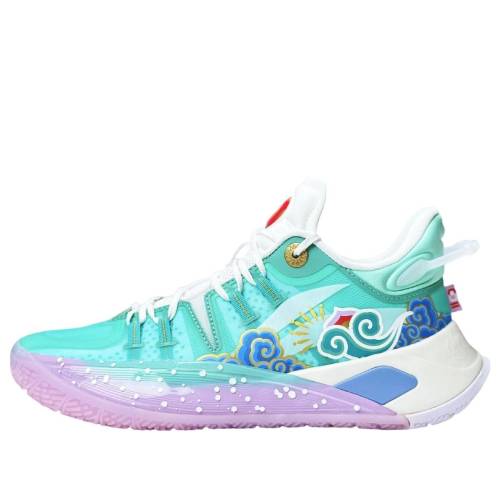 リーニン 白いこと 白いこと 緑 緑であること 紫 パープル C.J. \u0027YEAR RABBIT\u0027 スニーカー メンズ LI-NING CJ2 MCCOLLUM OF THE ABAS001-16 / WHITE GREEN PURPLE