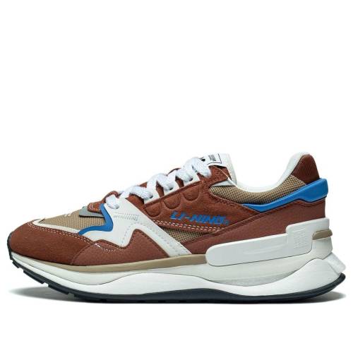リーニン 茶色 ブラウン 白色 ホワイト 青色 ブルー 'BROWN WHITE' スニーカー メンズ LI-NING 001 MOMENT V2 AGCT017-4 / BROWN WHITE BLUE