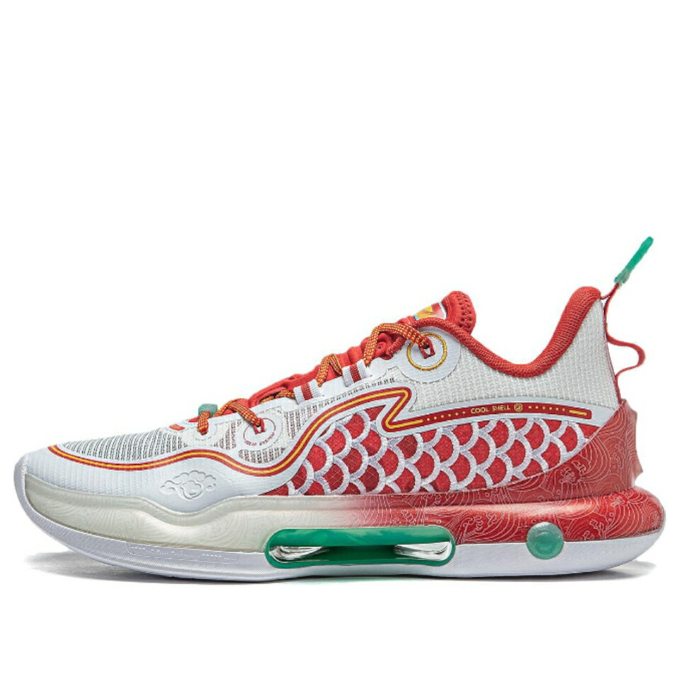 リーニン 白色 ホワイト 赤 レッド 'DRAGON SCALE' スニーカー メンズ LI-NING YUSHUAI EVOLUTION LOW ABAS161-9 / WHITE RED