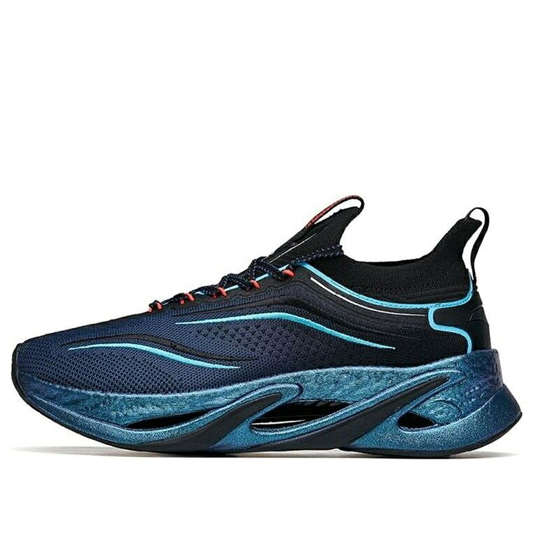 シリーズ プロ 青色 ブルー 紺色 ネイビー 黒色 ブラック 茶色 ブラウン 'NAVY BLACK' スニーカー メンズ ANTA RUNNING SERIES SNEAKERS PRO BLUE 112145596-2 / NAVY BLUE BLACK BROWN｜スニケス