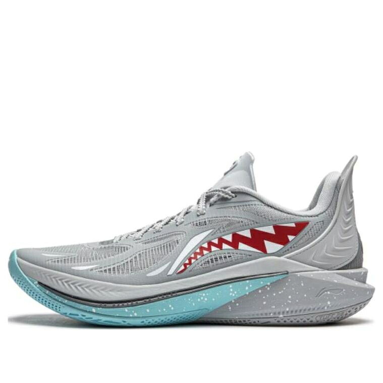 リーニン 白いこと 白いこと 薄墨色 薄墨色 青味 青み \u0027GREAT SHARK\u0027 スニーカー メンズ LI-NING SONIC 12 WHITE ABAU019-6 / GREY WHITE BLUE