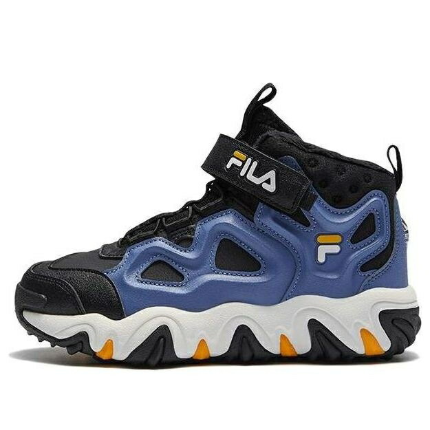 フィラ ライフスタイル スニーカー 運動靴 青色 ブルー 黒色 ブラック 白色 ホワイト 'BLUE BLACK' ジュニア キッズ FILA (GS) LIFESTYLE HIGH-TOP SHOES K15B342991PPBB / BLUE BLACK WHITE ベビー マタニティ