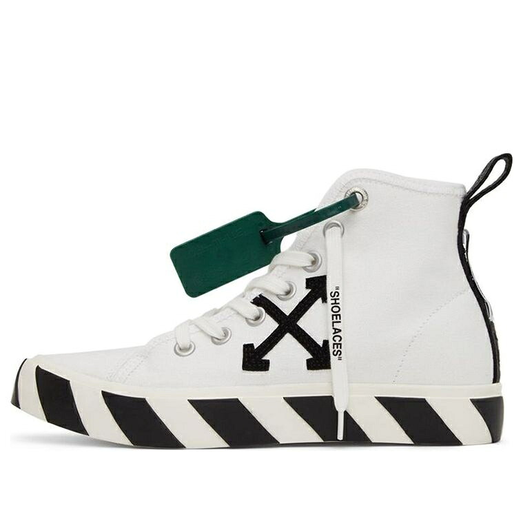 オフホワイト 靴 スニーカー 緑 グリーン 白色 ホワイト 黒色 ブラック 'WHITE BLACK' メンズ OFF-WHITE MID-TOP VULCANISED CANVAS SNEAKER GREEN OMIA119C99FAB0010110 / WHITE GREEN BLACK