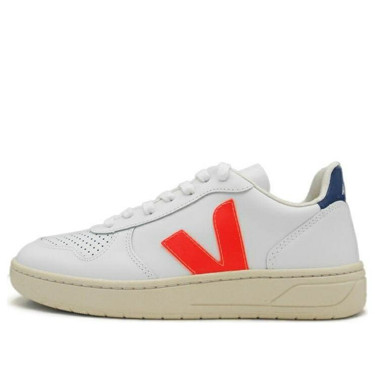 ヴェジャ なめし革 橙 オレンジ色 白いこと 白いこと \u0027WHITE COMBALT\u0027 スニーカー メンズ VEJA V-10 LEATHER ORANGE FLUO VX022136 / WHITE ORANGE FLUO COMBALT