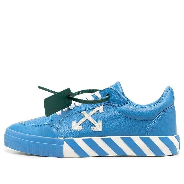 オフホワイト レザー スニーカー スニーカー 白色 ホワイト 青色 ブルー 緑 グリーン 'BLUE GREEN' メンズ OFF-WHITE LOW VULCANIZED LEATHER TRAINERS WHITE OMIA085S22LEA0024501 / BLUE WHITE GREEN｜スニケス