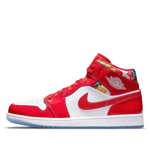 ナイキ ジョーダン ミッド 赤 赤いこと 紺色 米国海軍 \u0027BARCELONA SWEATER\u0027 スニーカー メンズ JORDAN AIR 1 MID SE DC7294-600 / CHILE RED POLLEN ARMORY NAVY