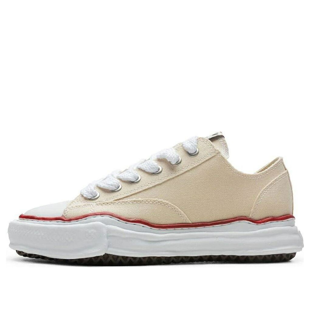 メゾン ミハラヤスヒロ ベージュ 白色 ホワイト 赤 レッド 'NATURAL' スニーカー メンズ MAISON MIHARA YASUHIRO MAISON MIHARA YASUHIRO PETERSON LOW OG SOLE CANVAS SE A04FW729-BRN / BEIGE WHITE RED