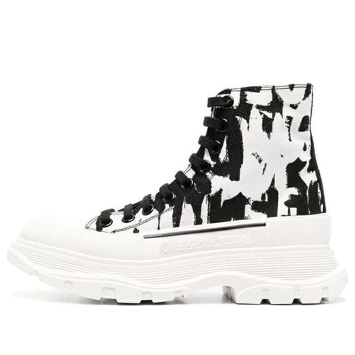 アレキサンダーマックイーン ブーツ 白いこと 白いこと 黒いこと 黒いこと \u0027WHITE BLACK\u0027 スニーカー レディース ALEXANDER MCQUEEN (WMNS) ALEXANDER MCQUEEN GRAFFITI TREAD SLICK BOOTS 708089W4TG49356 / WHITE BLACK