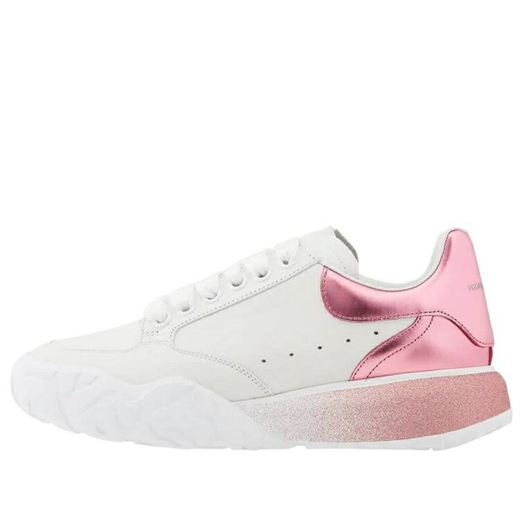 アレキサンダーマックイーン コート 白色 ホワイト ピンク 'WHITE PINK' スニーカー レディース ALEXANDER MCQUEEN (WMNS) ALEXANDER MCQUEEN METALLIC COURT LOW-TOP SNEAKERS 685733WIA9S9414 / WHITE PINK