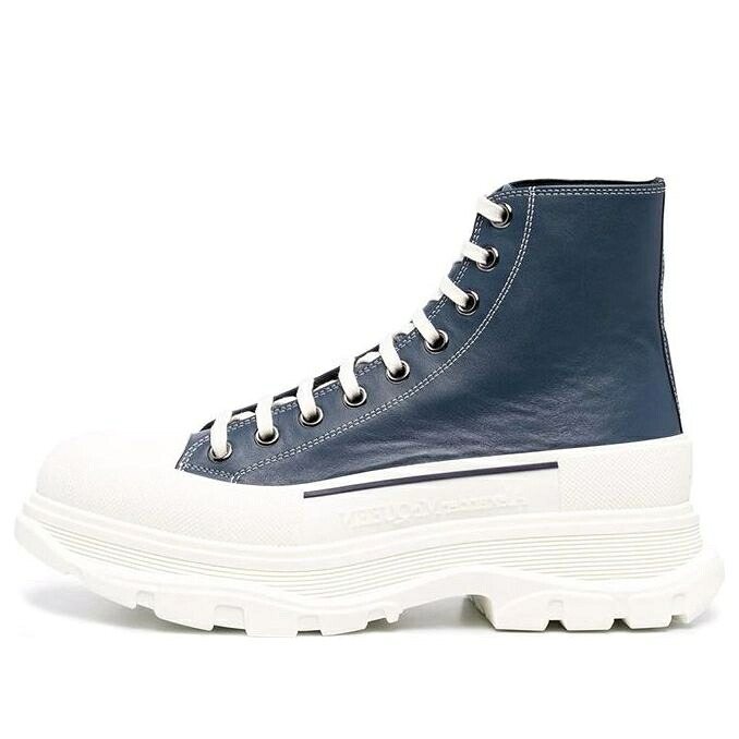 アレキサンダーマックイーン ブーツ 紺色 米国海軍 \u0027NAVY LEATHER\u0027 スニーカー メンズ ALEXANDER MCQUEEN ALEXANDER MCQUEEN TREAD SLICK LACE UP BOOT 627206WIAM24456 / NAVY