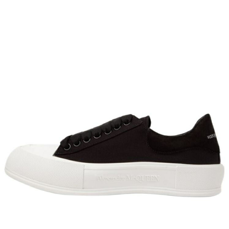 アレキサンダーマックイーン スニーカー スニーカー 黒色 ブラック 白色 ホワイト 'BLACK WHITE' メンズ ALEXANDER MCQUEEN ALEXANDER MCQUEEN DECK PLIMSOLL LACE-UP TRAINERS 707680W4MV71070 / BLACK WHITE