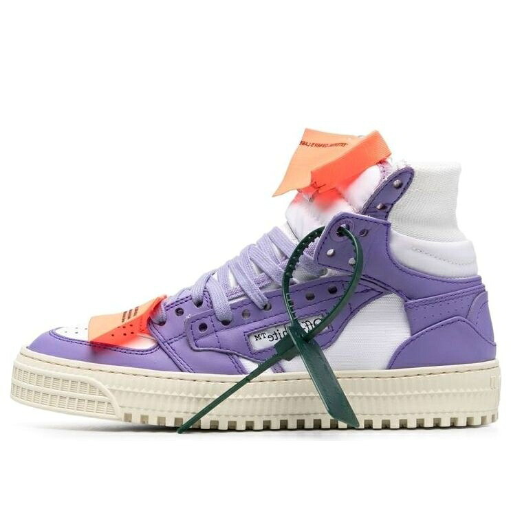 オフホワイト レザー 紫 パープル 白色 ホワイト 3.0 \'PURPLE WHITE\' スニーカー レディース OFF-WHITE (WMNS) OFF-COURT LEATHER HIGH-TOP OWIA112S23LEA0010137 / PURPLE WHITE｜スニケス
