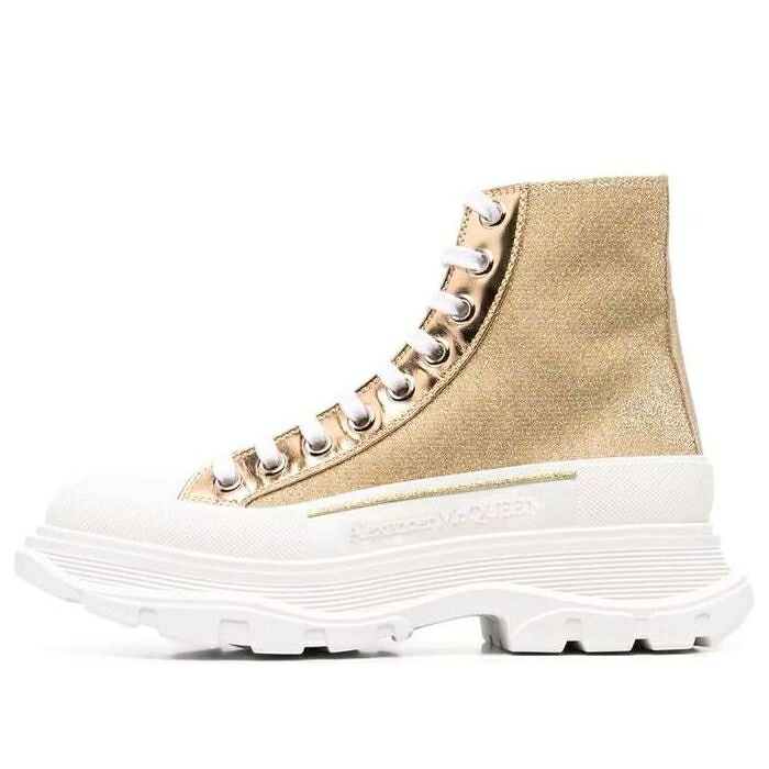 アレキサンダーマックイーン ゴールド 白いこと 白いこと \u0027GOLD WHITE\u0027 スニーカー レディース ALEXANDER MCQUEEN (WMNS) ALEXANDER MCQUEEN GLITTER TREAD SLICK HIGH-TOP SNEAKERS 685699W4SG18062 / GOLD WHITE