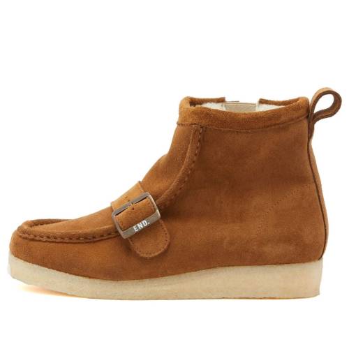 クラークス 同盟罷工さあ美 赤銅色 赤銅色 END. \u0027DARK BROWN\u0027 スニーカー メンズ CLARKS X BEAMS PLUS WALLA HI STRAP 26176622 / DARK BROWN