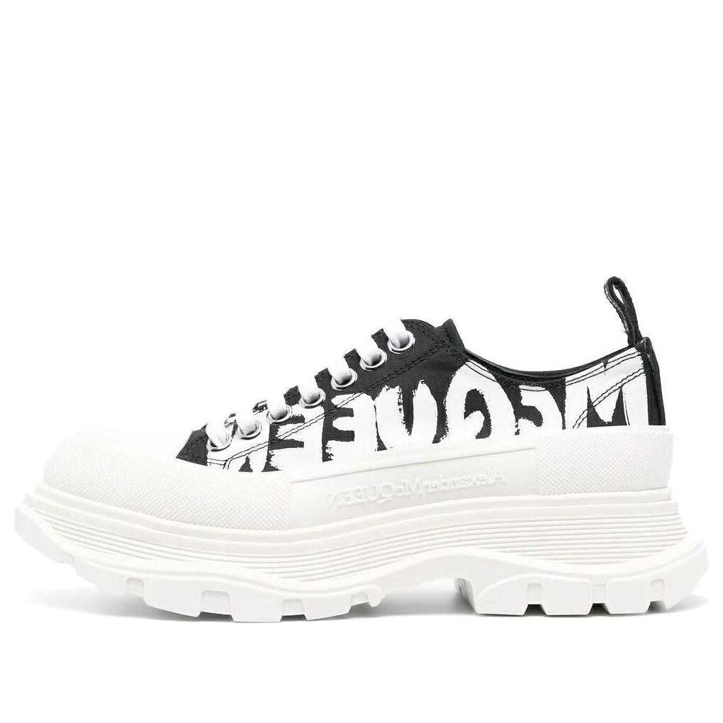 アレキサンダーマックイーン スニーカー 運動すること靴 白いこと 白いこと 黒いこと 黒いこと \u0027WHITE BLACK\u0027 スニーカー レディース ALEXANDER MCQUEEN (WMNS) ALEXANDER MCQUEEN TREAD SLICK LOW LACE UP GRAFFITI SHOES 708753W4RQ21041 /