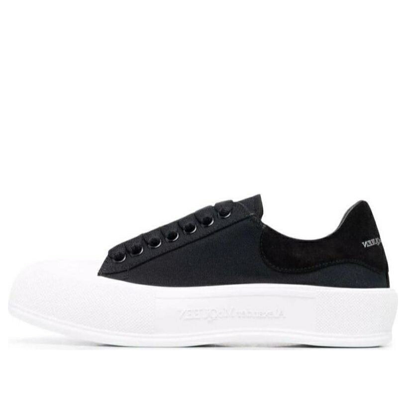 アレキサンダーマックイーン 滑る 白いこと 白いこと 黒いこと 黒いこと \u0027BLACK SOLE\u0027 スニーカー メンズ ALEXANDER MCQUEEN ALEXANDER MCQUEEN DECK SKATE PLIMSOLL LACE UP WHITE 654594W4MV71070 / BLACK WHITE