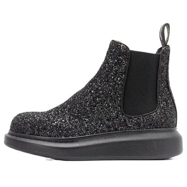 アレキサンダーマックイーン ブーツ 黒色 ブラック 'BLACK' スニーカー レディース ALEXANDER MCQUEEN (WMNS) ALEXANDER MCQUEEN GLITTER DETAIL ANKLE BOOTS 621041W4EY71000 / BLACK