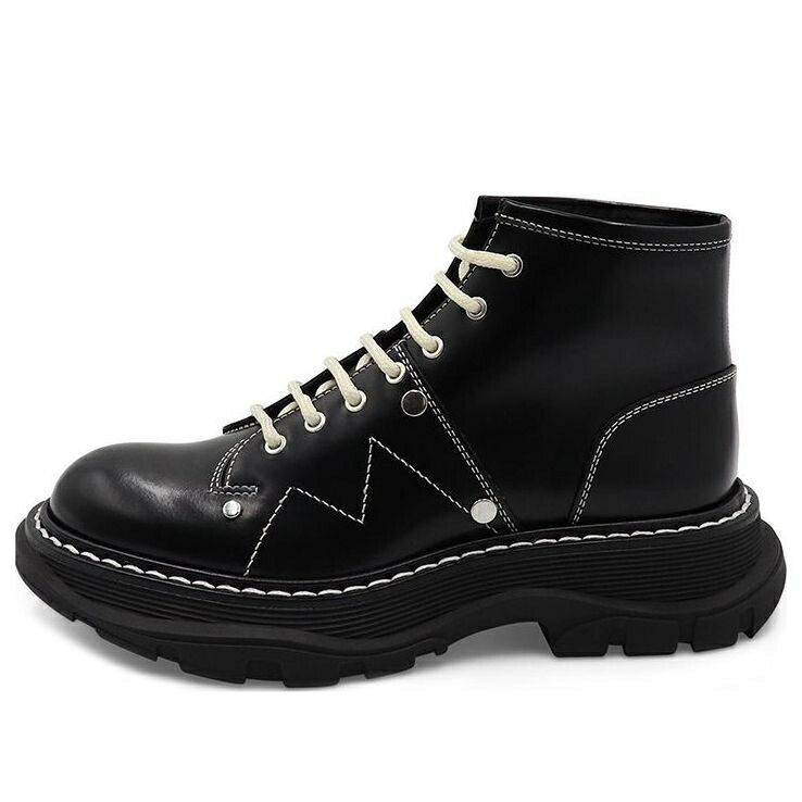 アレキサンダーマックイーン ブーツ 黒色 ブラック 銀色 シルバー BLACK SILVER スニーカー レディース ALEXANDER MCQUEEN (WMNS) ALEXANDER MCQUEEN TREAD LACE UP BOOT 595469WHQSG1090 / BLACK SILVER