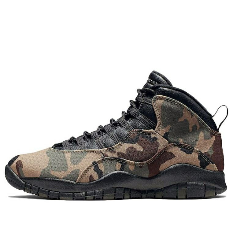 ナイキ ジョーダン 合鴨柄 黒いこと 黒いこと \u0027WOODLAND CAMO\u0027 スニーカー メンズ JORDAN AIR 10 RETRO 310805-201 / DESERT CAMO BLACK LT CHOCOLATE