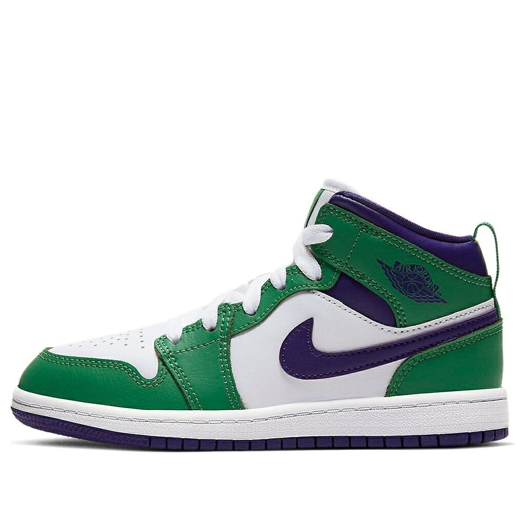 ナイキ ジョーダン ミッド コート 紫 パープル 白色 ホワイト 'HULK' ジュニア キッズ JORDAN (PS) AIR 1 MID 640734-300 / ALOE VERDE COURT PURPLE WHITE ベビー マタニティ スニーカー｜スニケス