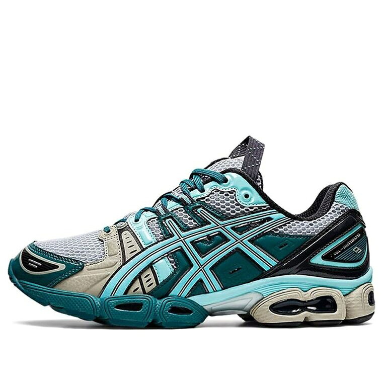 アシックス 灰色 グレー 白色 ホワイト 緑 グリーン 'PIEDMONT BLUE' スニーカー メンズ ASICS UB3-S GEL-NIMBUS 9 GREY ARUBA 1201A442-020 / WHITE GREEN｜スニケス
