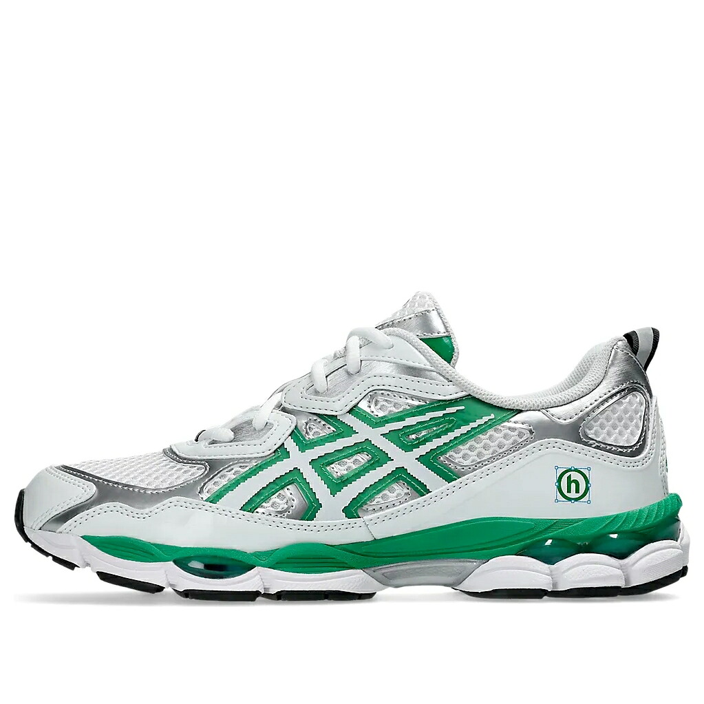アシックス 緑 緑であること 白いこと 白いこと しろがね色 しろがね色 \u0027GREEN SILVER\u0027 スニーカー メンズ ASICS X HIDDEN NY GEL-NYC 1201B001-100 / GREEN WHITE SILVER