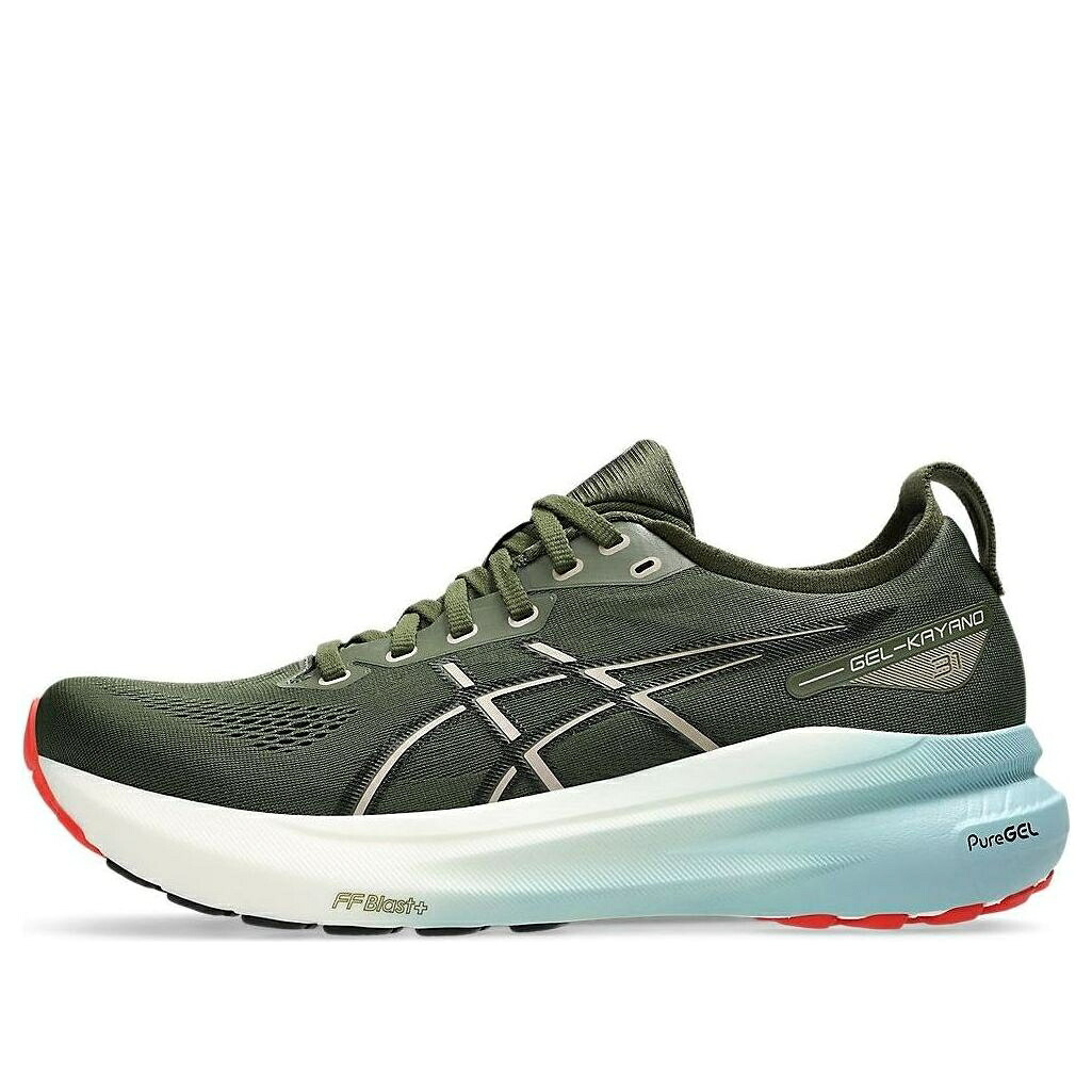 アシックス 緑 グリーン 黒色 ブラック 'SMOG GREEN' スニーカー メンズ ASICS GEL-KAYANO 31 1011B867-301 / SMOG GREEN BLACK｜スニケス