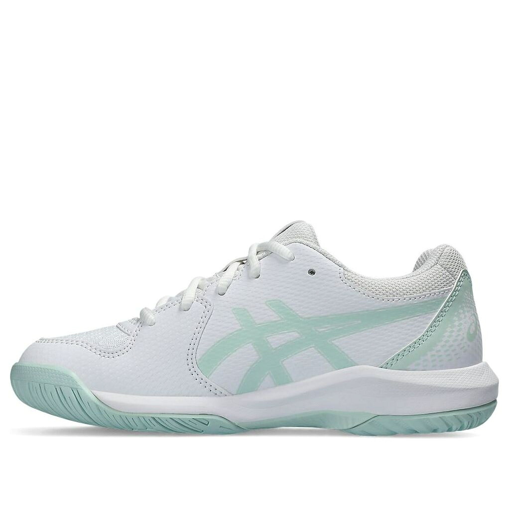 アシックス 白色 ホワイト 青色 ブルー 'WHITE BLUE' ジュニア キッズ ASICS (GS) GEL-DEDICATE 8 PALE 1044A077-102 / WHITE BLUE ベビー マタニティ スニーカー｜スニケス
