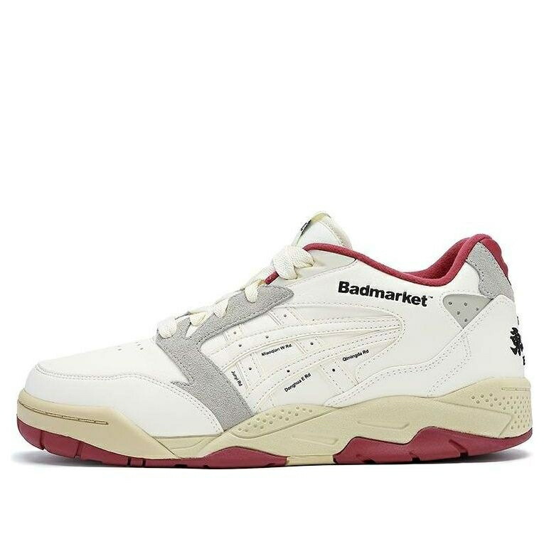 アシックス 灰色 グレー 白色 ホワイト 赤 レッド \u0027WHITE RED\u0027 スニーカー メンズ ASICS X BADMARKET GEL-FUSE GREY 1203A420-101 / WHITE GREY RED メンズ靴-スニーカー