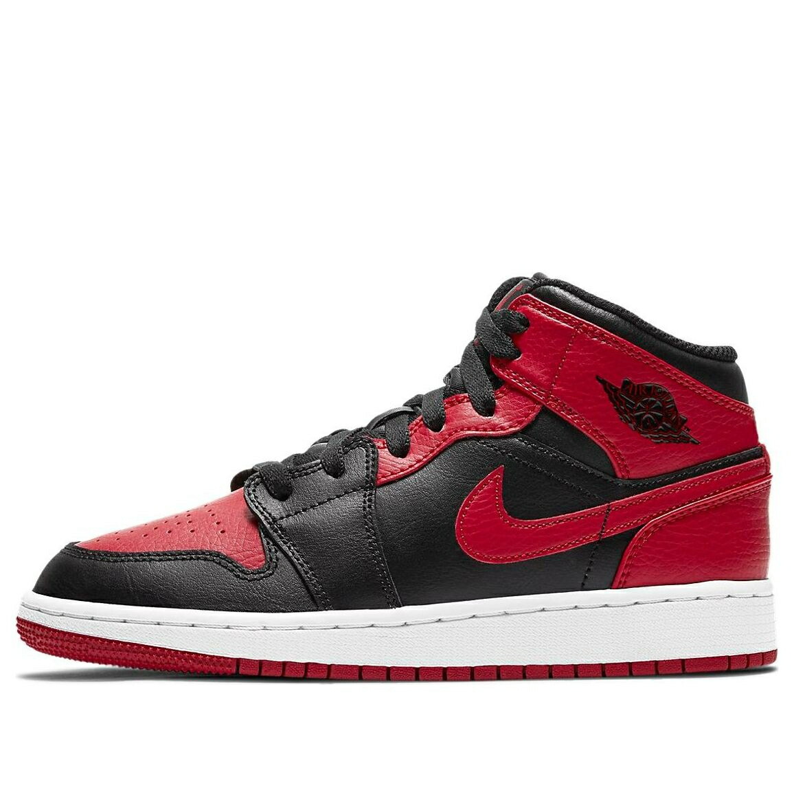 ナイキ ジョーダン ミッド 黒色 ブラック 赤 レッド 白色 ホワイト 'BANNED' ジュニア キッズ JORDAN (GS) AIR 1 MID 554725-074 / BLACK UNIVERSITY RED WHITE ベビー マタニティ スニーカー 30,355円