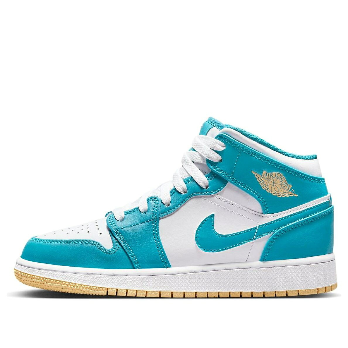 ナイキ ジョーダン ミッド ゴールド 白いこと 白いこと \u0027AQUATONE\u0027 御坊っちゃん キッズ JORDAN (GS) AIR 1 MID DQ8423-400 / AQUATONE CELESTIAL GOLD WHITE もの言う花 マタニティ スニーカー