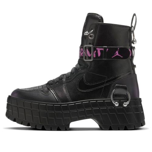 ナイキ ジョーダン ハイ ブルックリン 黒色 ブラック 紫 パープル 'NO GRAVITY' スニーカー レディース JORDAN (WMNS) AIR 1 HIGH BROOKLYN HF5691-001 / BLACK GLOBAL PURPLE BLACK