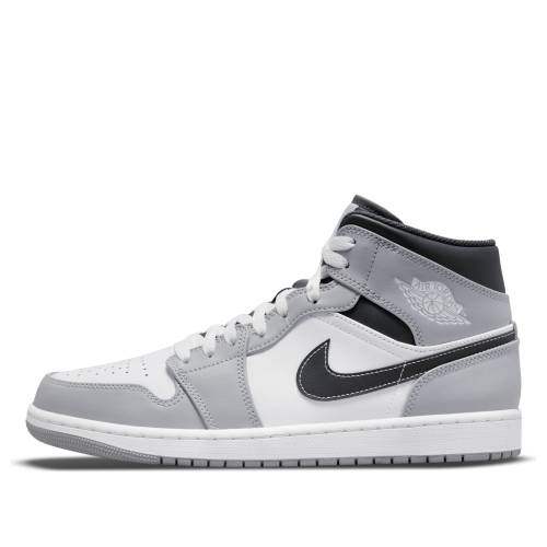 ナイキ ジョーダン ミッド 灰色 グレー 白色 ホワイト LIGHT GREY スニーカー メンズ JORDAN AIR 1 MID SMOKE 554724-078 / LIGHT SMOKE GREY WHITE