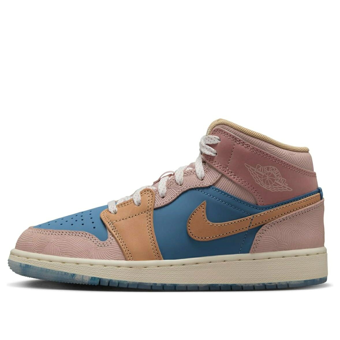 ナイキ ジョーダン ミッド サクラ色 オックスフォード \u0027ZEN\u0027 御坊っちゃん キッズ JORDAN (GS) AIR 1 MID SS FN7452-400 / AEGEAN STORM HEMP PINK OXFORD もの言う花 マタニティ スニーカー