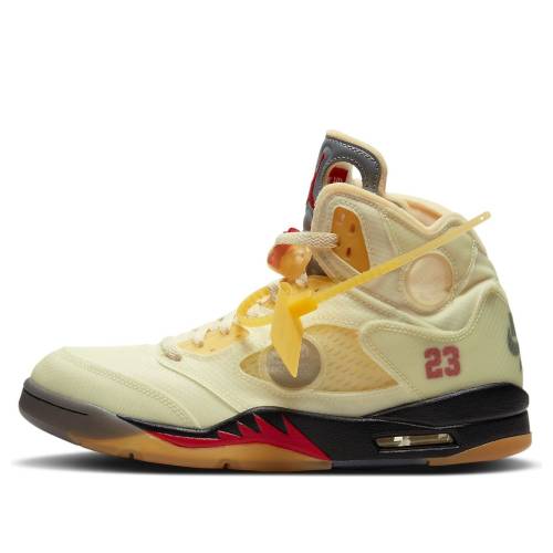 ナイキ ジョーダン オフホワイト ファイア 赤 レッド 黒色 ブラック AIL スニーカー メンズ JORDAN AIR 5 X OFF-WHITE SP DH8565-100 / SAIL FIRE RED MUSLIN BLACK