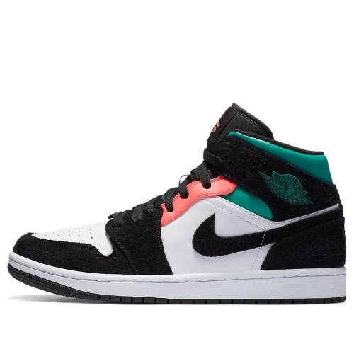 ナイキ ジョーダン ミッド 白色 ホワイト 黒色 ブラック OUTH BLACK スニーカー メンズ JORDAN AIR 1 MID SE BEACH 852542-116 / WHITE HOT PUNCH BLACK NEPTUNE