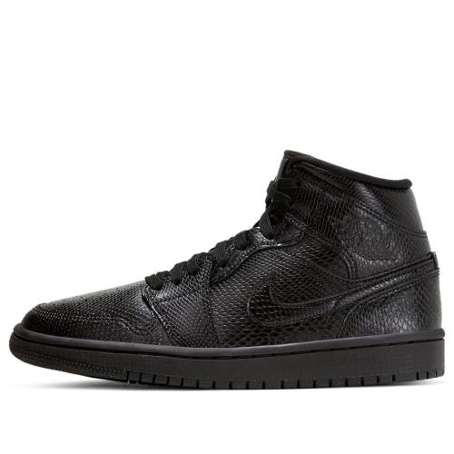 ナイキ ジョーダン ミッド 黒色 ブラック 'BLACK SNAKESKIN' スニーカー レディース JORDAN (WMNS) AIR 1 MID BQ6472-010 / BLACK｜スニケス