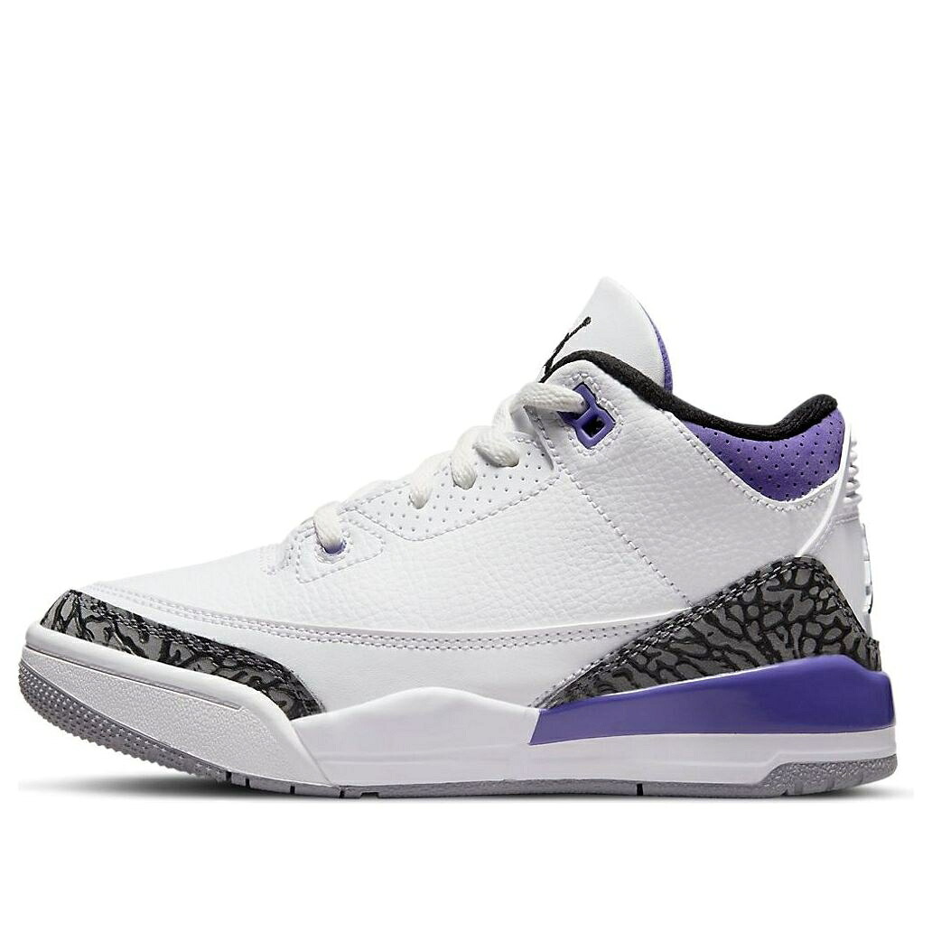 ナイキ ジョーダン 白色 ホワイト 紫 パープル 'DARK IRIS' ジュニア キッズ JORDAN (PS) AIR 3 RETRO DM0966-105 / WHITE PURPLE ベビー マタニティ スニーカー｜スニケス