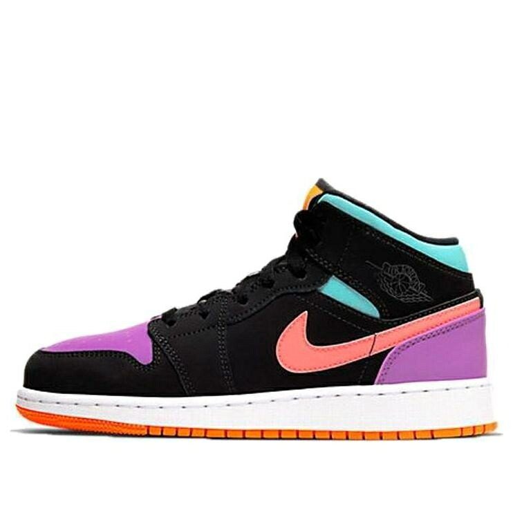 ナイキ ジョーダン ミッド 黒いこと 黒いこと \u0027CANDY\u0027 お坊っちゃん キッズ JORDAN (GS) AIR 1 MID 554725-083 / BLACK MULTI COLOR もの言う花 マタニティ スニーカー