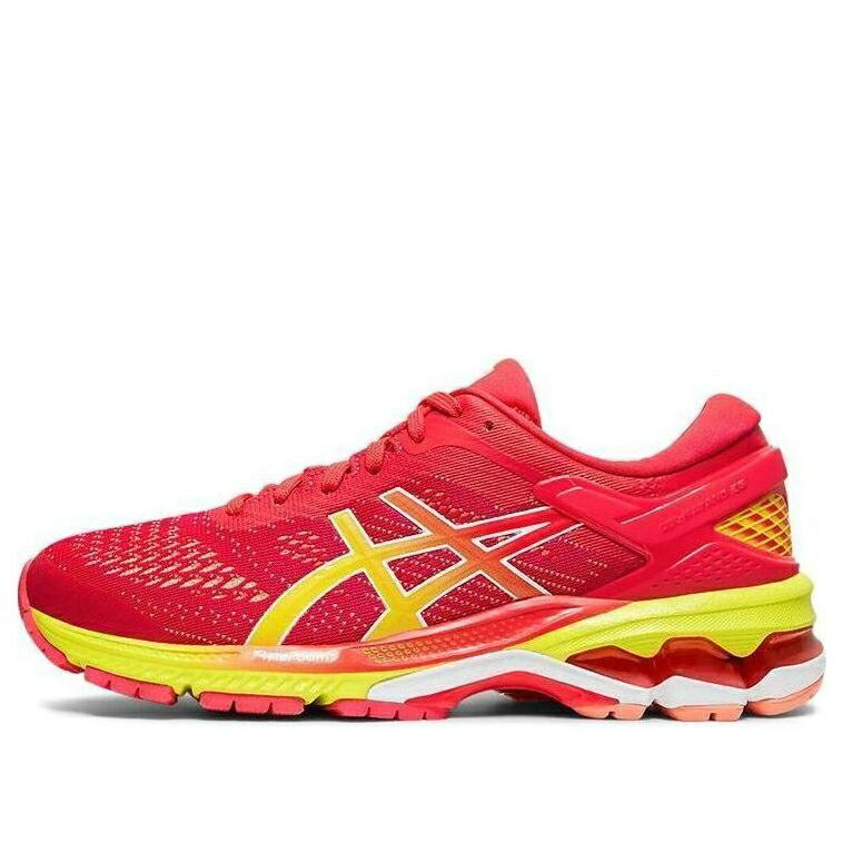 アシックス レーザ サクラ色 赤 赤いこと 黄味がかった 黄色 \u0027ARISE YUZU\u0027 スニーカー レディース ASICS (WMNS) GEL-KAYANO 26 - LASER PINK SOUR 1012A609-700 / RED YELLOW
